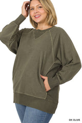Ribbed Detail Sweatshirt With Pockets