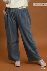 Curvy Terry Mineral Wash Wide Pants