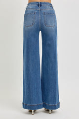 Ollie's High Rise Wide front Pintuck Jeans