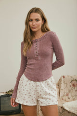 Ribbed Long Sleeve Henley