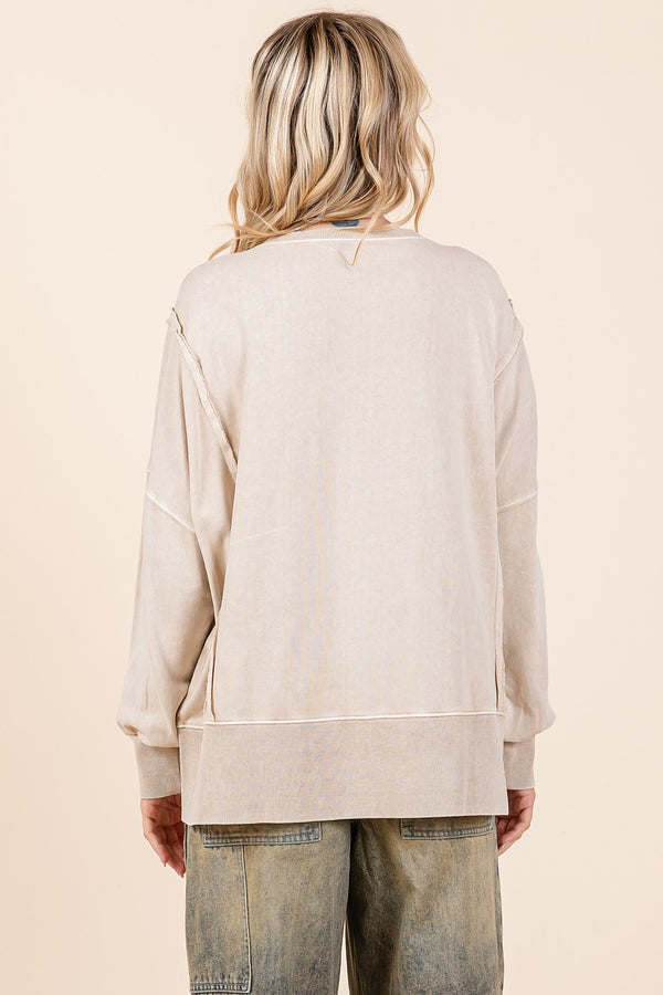 Oatmeal Patchwork Peace Sign Sweatshirt