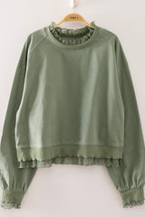 Sage Lace Trimmed Crewneck