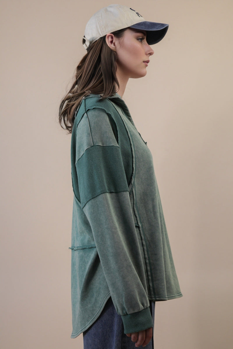 Curvy Exposed Seam Mineral Wash Sweatshirt
