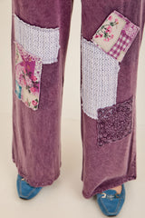 Mineral Wash Boho Patched Pants