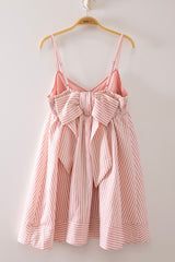 Stripe Back Bow Babydoll Dress
