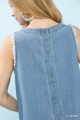 Light Denim Fray Edged Top