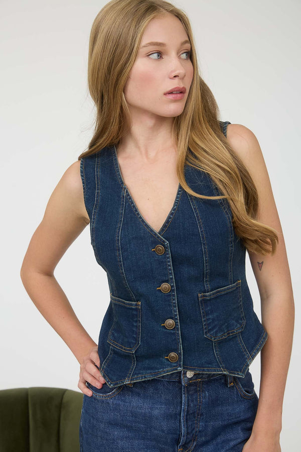 Button Down Denim Vest