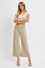Newlin's Taupe TC Mid Rise Crop Wide Leg Jeans