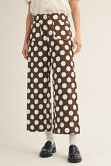Brown Wide Leg Polka Dot Pants