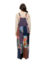 Navy Boho Floral Patchwork Overalls