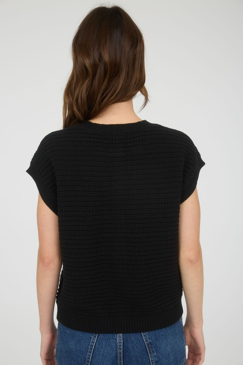 Button Down Short Sleeve Knit Cardigan Vest