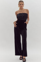 Black Strapless Sequin Top Jumpsuit