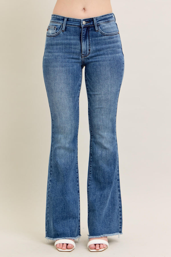 Corley' s Vintage Wash Flare With Fray Hem