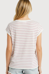 V-Neck Short Sleeve Striped Pullover