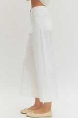 White Pintuck Wide Leg Pants