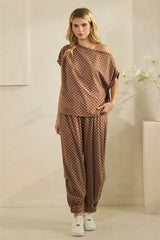 Brown Checkered Soft Matching Set