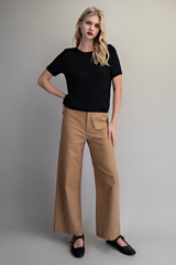 Black Short Sleeve Round Neck Sweater