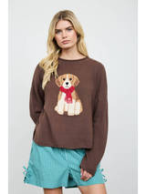 Chocolate Brown Puppy Crew Pullover