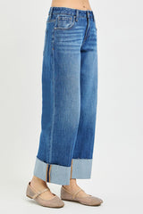 Lila's Mid Rise Straight Cuffed Jeans