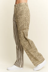 Mix Leopard and Stripe Pants