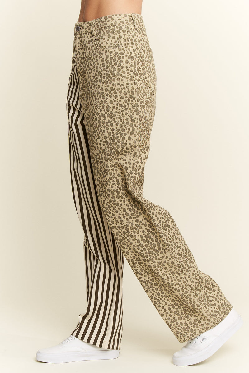 Mix Leopard and Stripe Pants