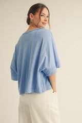 Half Dolman Sleeve Cropped Top