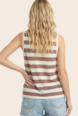 Brown and Ivory Striped Sweater Tank
