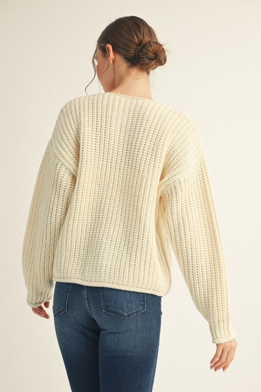 Cream Big Gold Button Cardigan