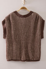 Two Tone Rib Knit Sweater Vest
