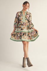 Sage Floral Tiered Dress