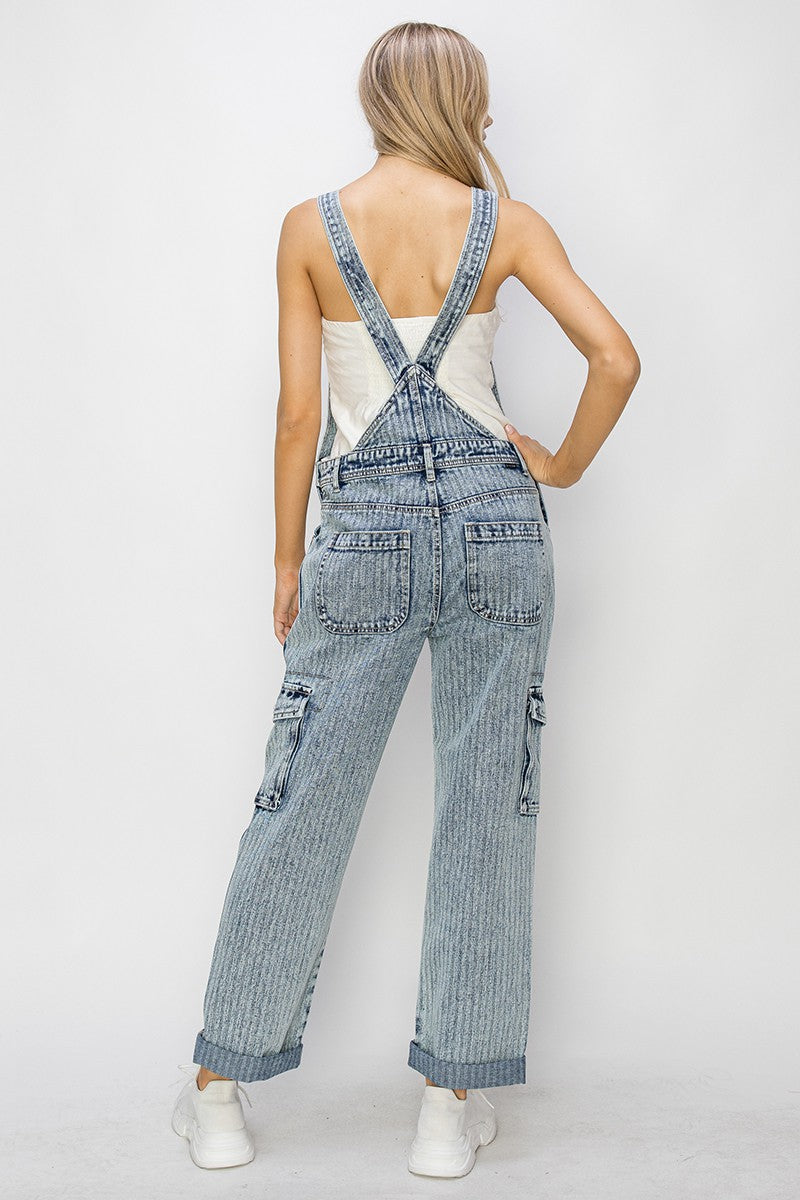 Light Wash Utility Overalls