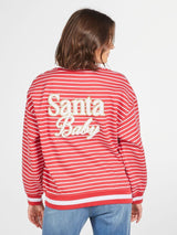 Red And White Stripe Santa Crewneck