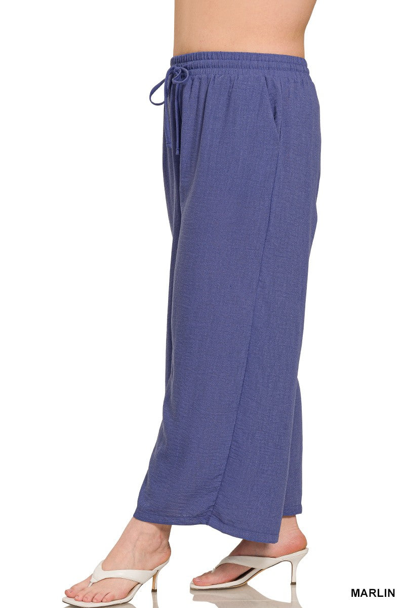Curvy Woven Crepe Cropped Pants