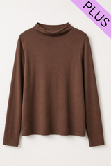 Curvy Soft Solid Mock Neck Top