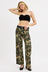 Emily's Camo Mid Rise Wide Straight Leg Jeans