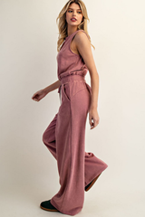 Raspberry Mineral Washed Sleeveless Jumper