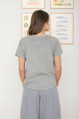 Round Neck Short Sleeve Exposed Seam Knit Top