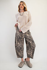Leopard Print Cropped Barrel Pants