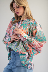 Paisley Button Down Top