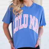 Blue Lulu Mac Pink Polka Dot Logo Tee