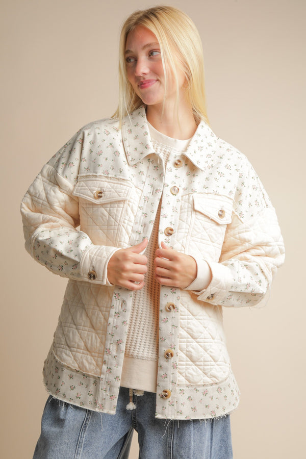 Quilted Floral Button Down Shacket