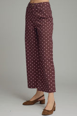 Burgundy and Pants Wide Leg Polks Dot Pants