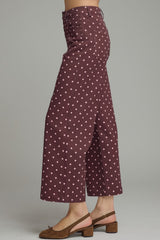 Burgundy and Pants Wide Leg Polks Dot Pants