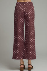 Burgundy and Pants Wide Leg Polks Dot Pants