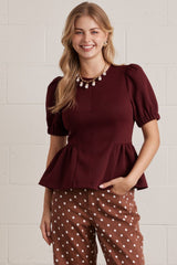 Burgundy Peplum Top