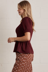 Burgundy Peplum Top