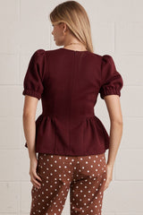 Burgundy Peplum Top