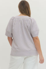 Curvy Lavender Short Sleeve V-Neck Top