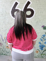 Curvy Striped Rib Banded Pullover