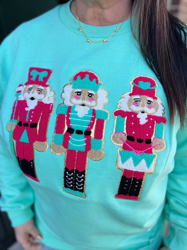 Mint Nutcracker Applique Crewneck